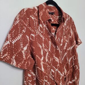 Simply Vera Vera Wang Rust Batik Print Drapey Blouse Small NWT Boho Top